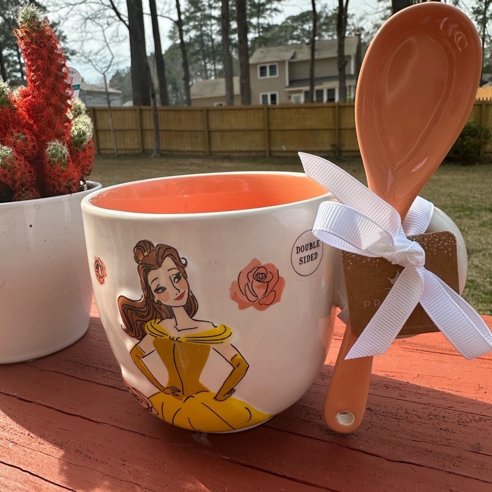 NWT RAE DUNN DISNEY Princess Belle Mug With Spoon Desirable Collectors Item - Picture 2 of 5